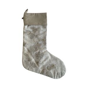 Ralph Lauren Holiday Christmas Gold Tan Pine Cones & Bough Ivory Stocking NWOT